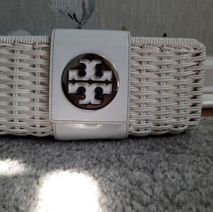 Tory Burch White Rattan Clutch